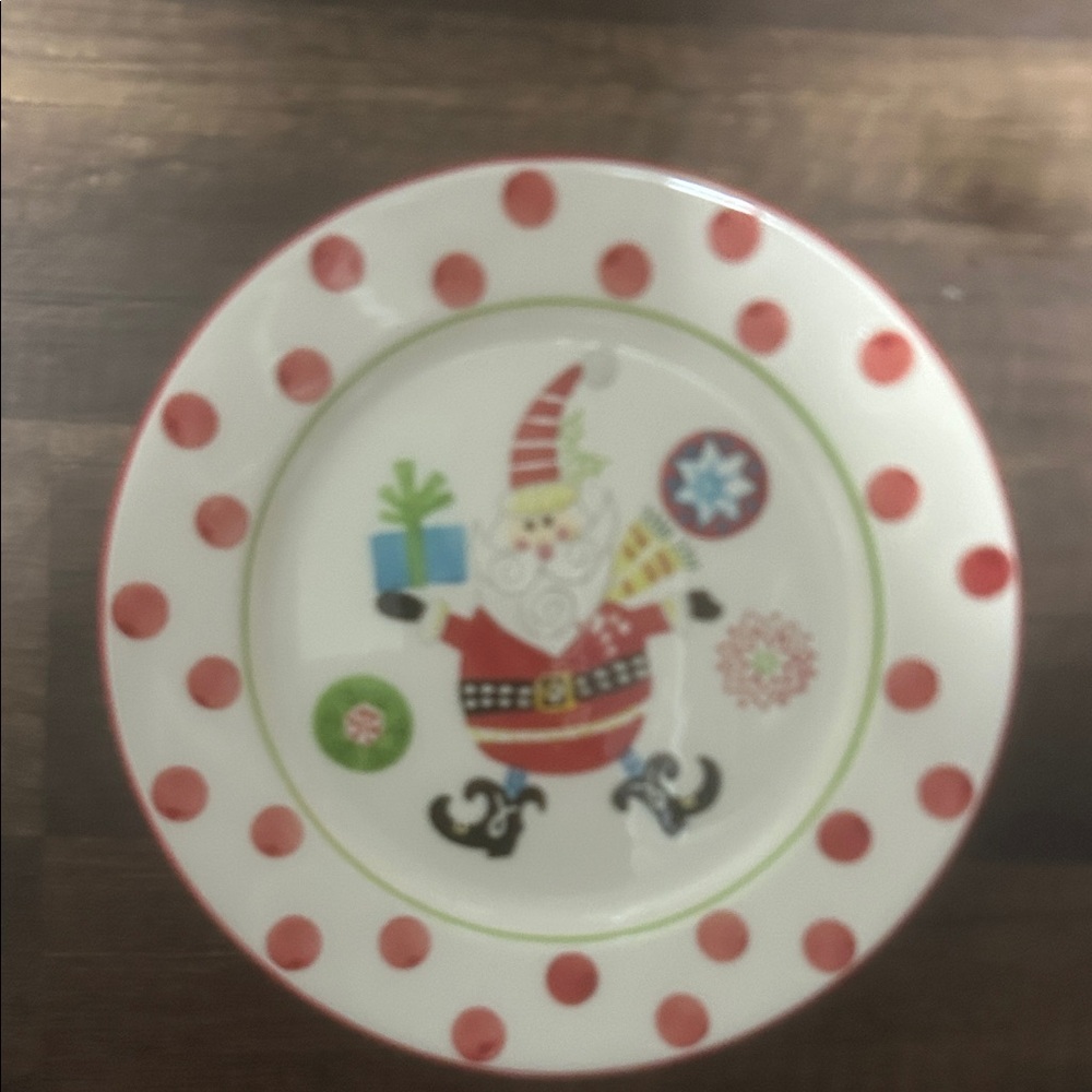 Pier 1 Red and White Santa Dot Holiday Plate